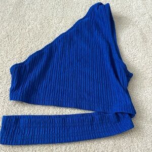 SHEIN One-Shoulder Blue Top